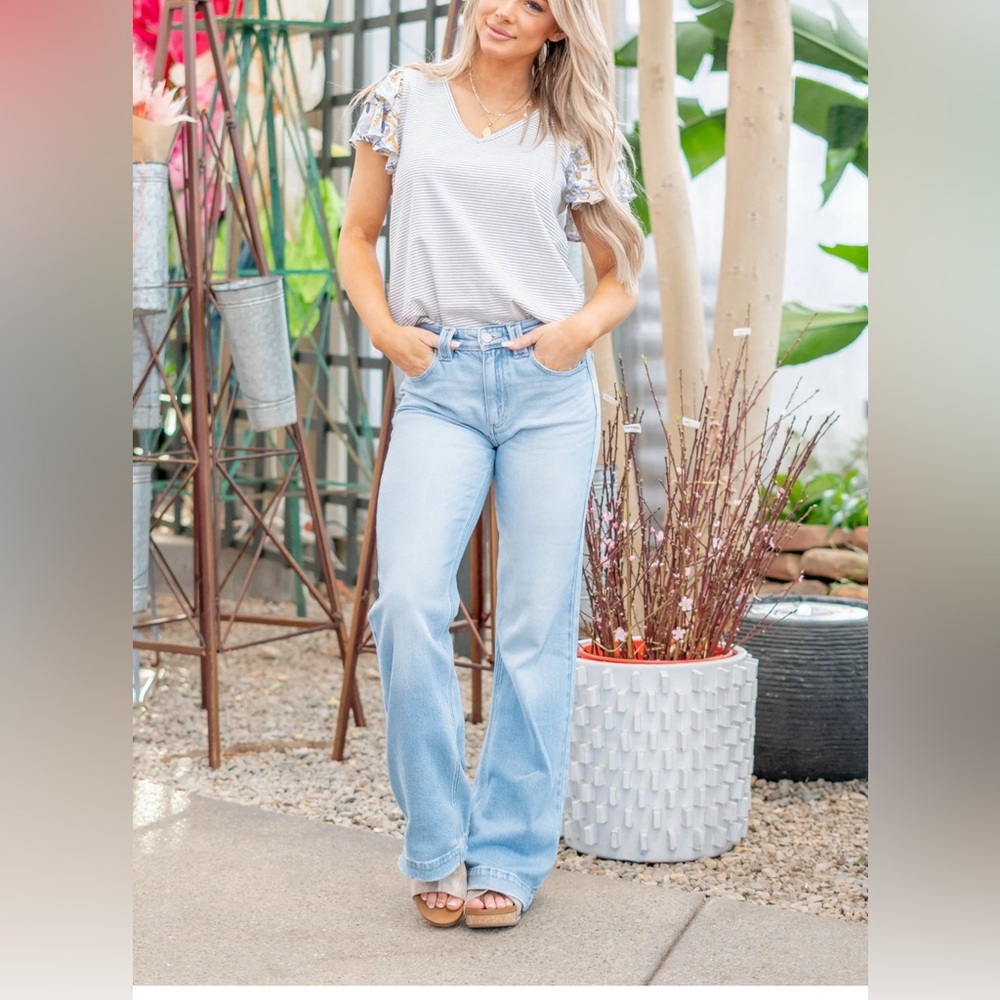 KANCAN HOLLY HIGH RISE TROUSER HEM FLARE
